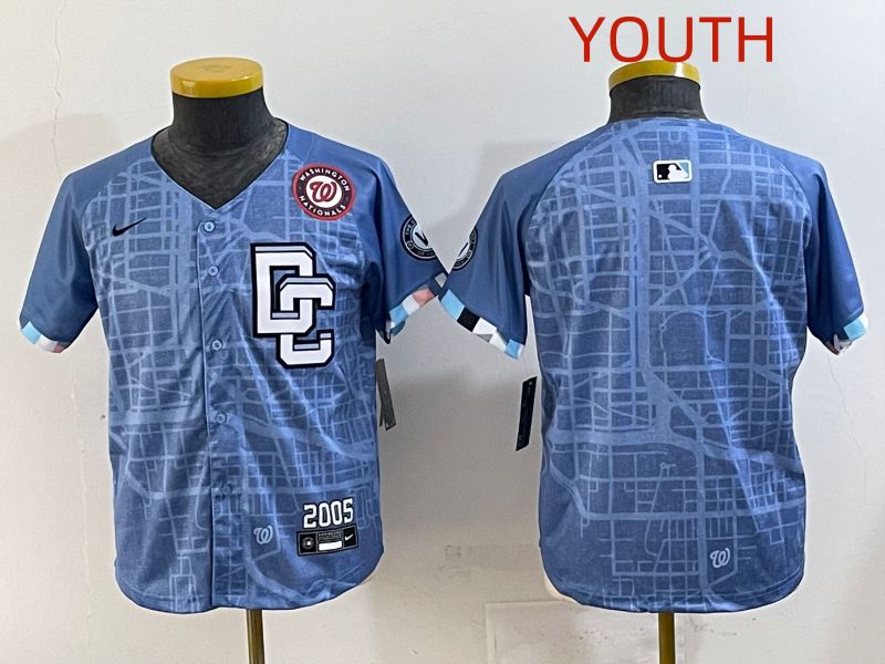 Youth 2025 Washington Nationals Blank Blue Joint Name Nike MLB Jersey style 8->youth mlb jersey->Youth Jersey